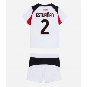 AC Milan Pervis Estupinan #2 Replik Auswärtstrikot Kinder 2025-26 Kurzarm (+ Kurze Hosen)